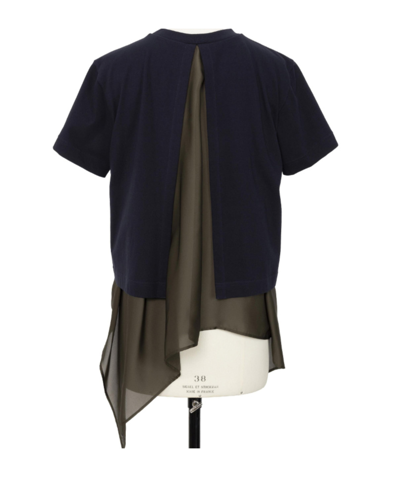 Sacai Satin X Cotton Jersey T-shirt In Blue