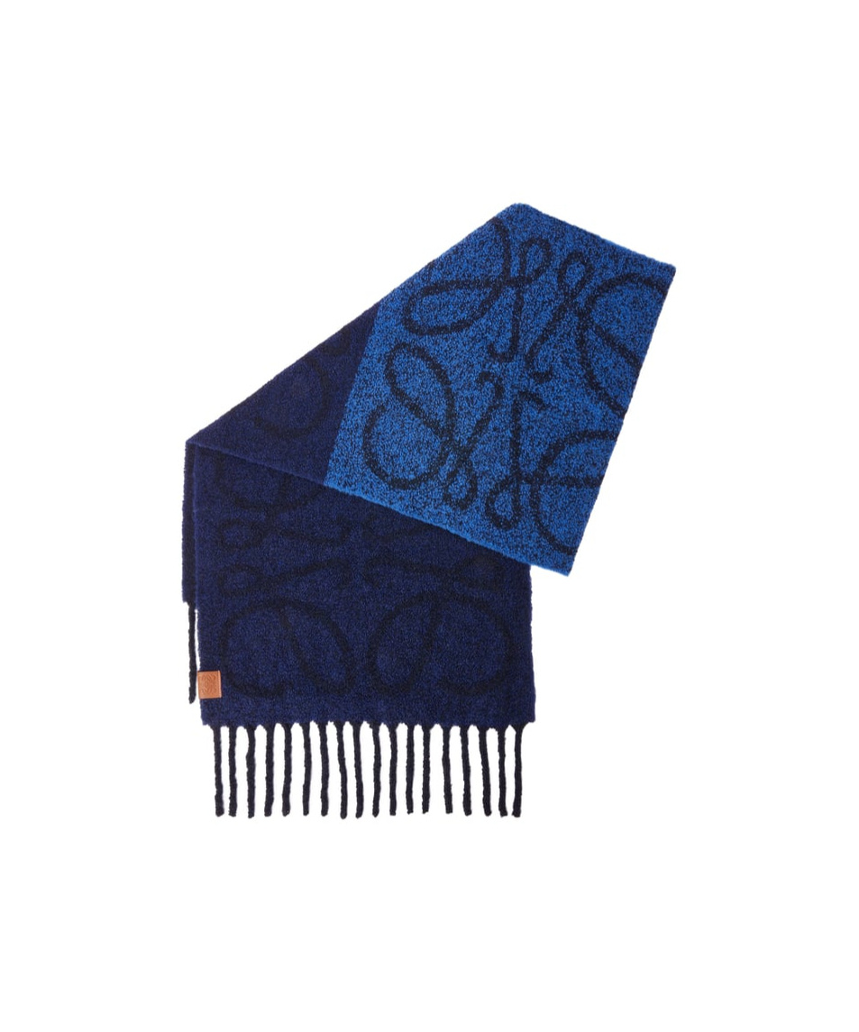 Shop Loewe Anagram Scarf In Alpaca And Wool In Black