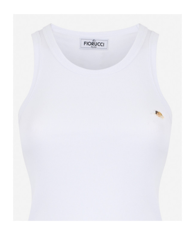 Fiorucci Angel Patch Ribbed Tank Top In White