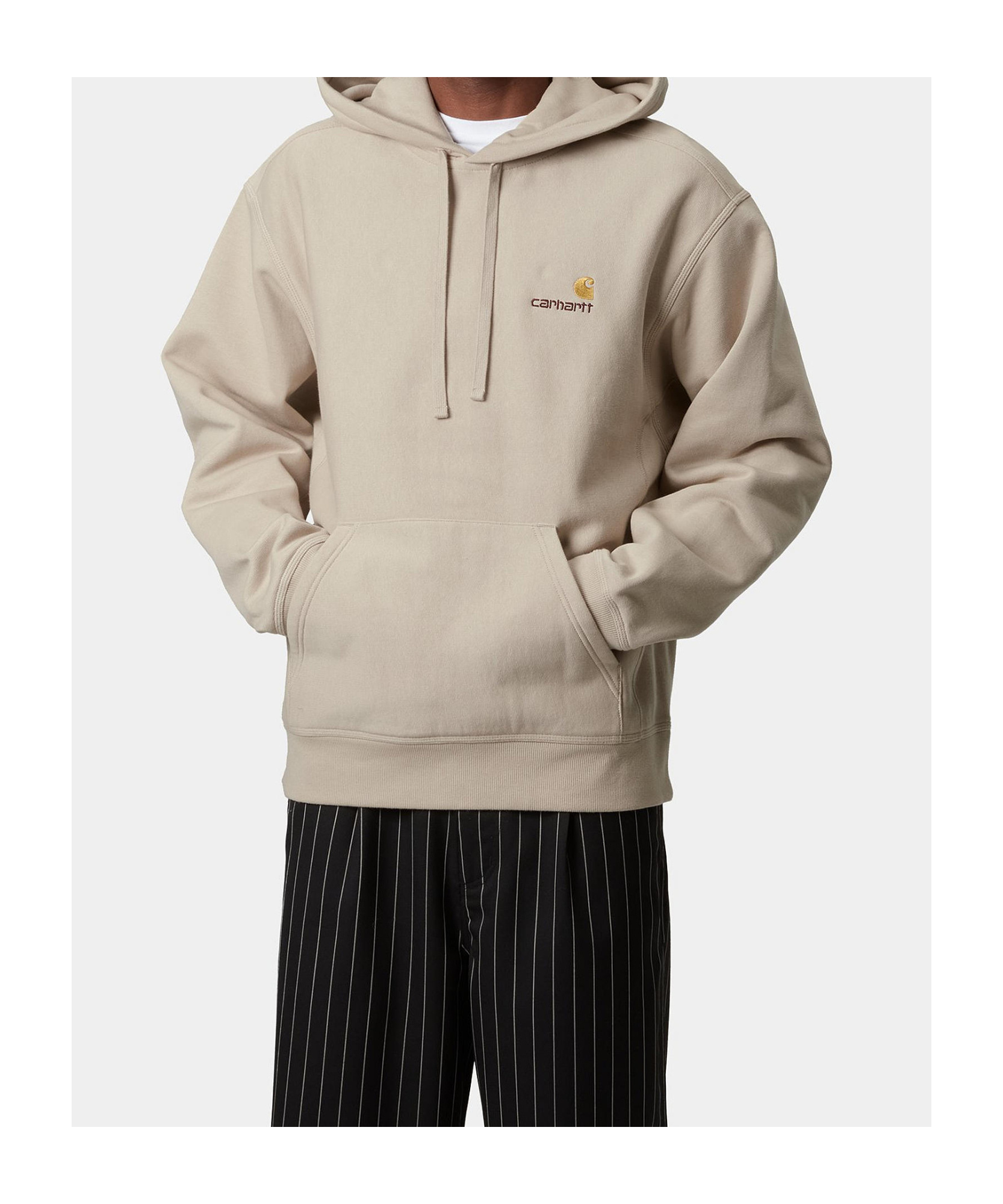 Carhartt Hoded American Script Sweatshirt In Nude