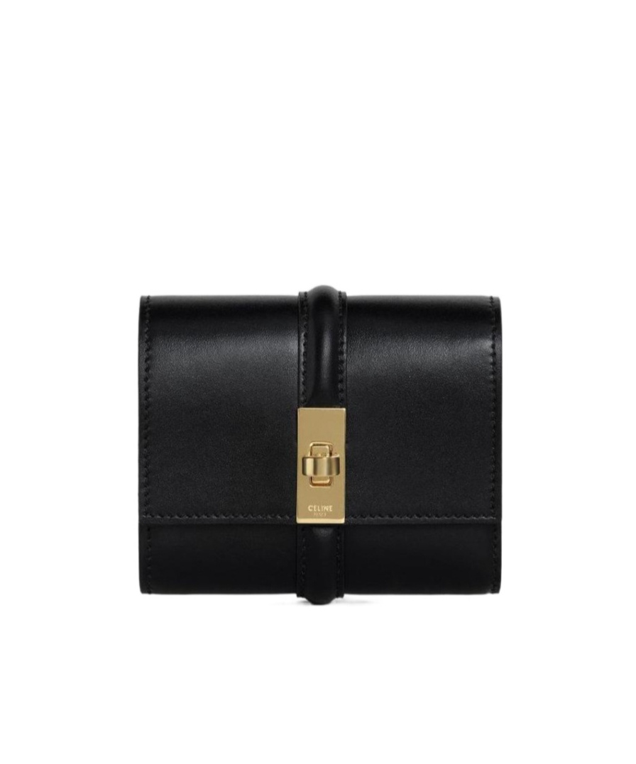 Celine Shiny Calfskin Wallet In Black