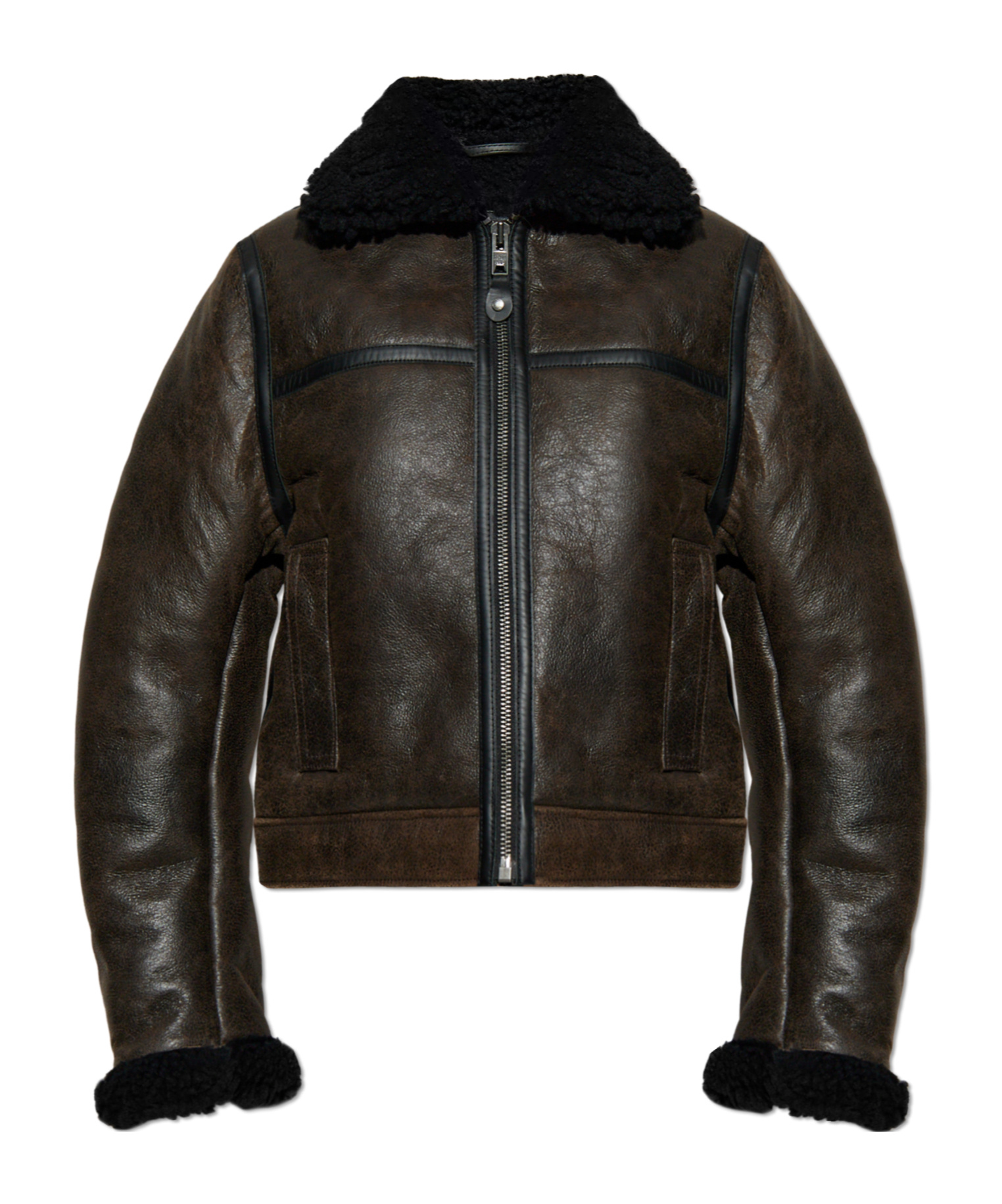 Samsoe & Samsoe Zippered Long-sleeved Leather Jacket In Black