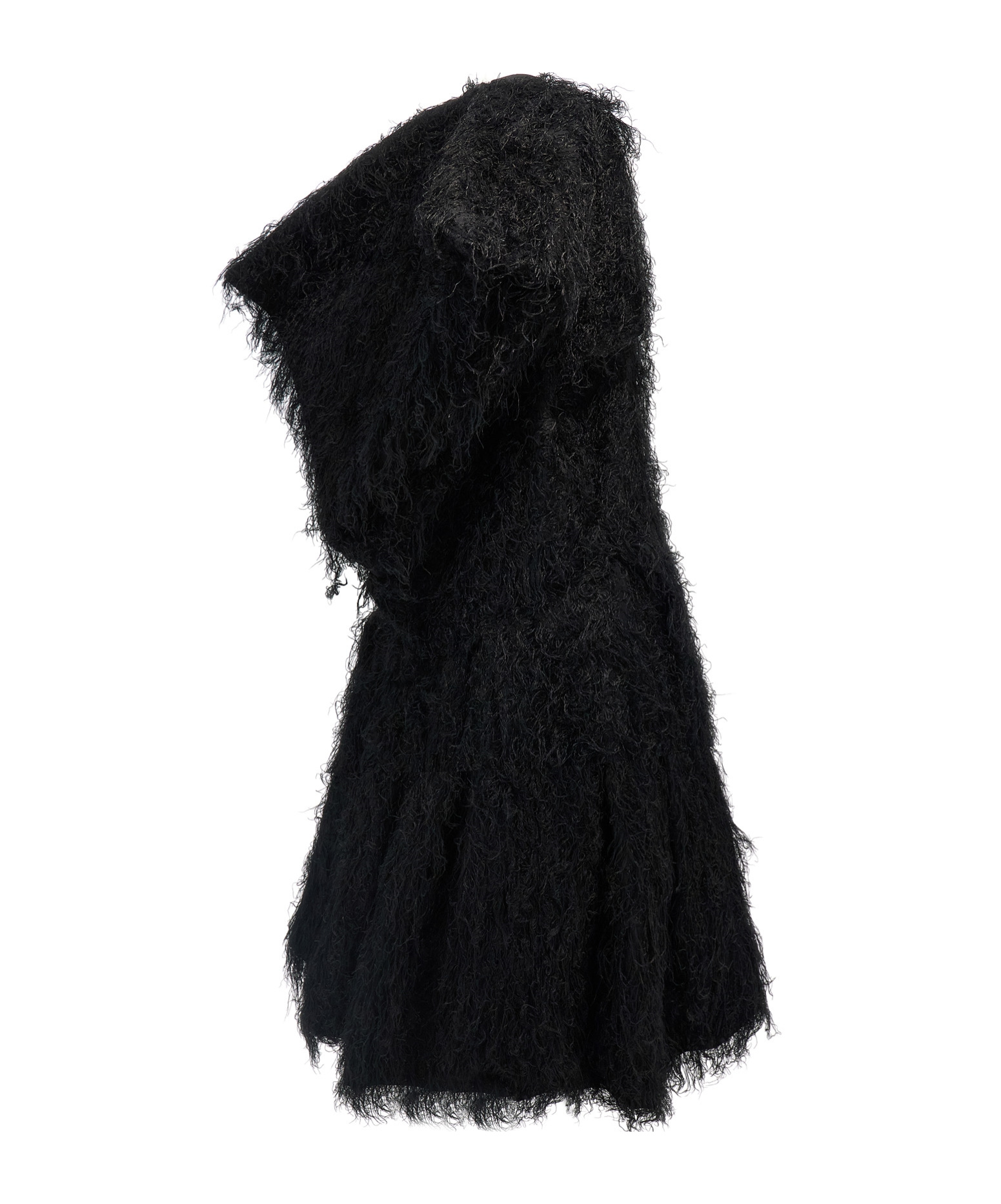 Shop Comme Des Garçons Faux-fur Midi Dress In Black