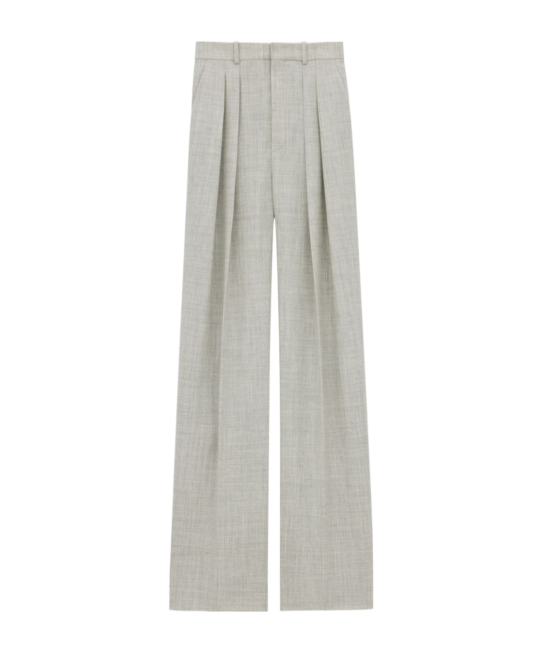 Saint Laurent Wool Wide-leg Trousers With Belt Loops In Grey