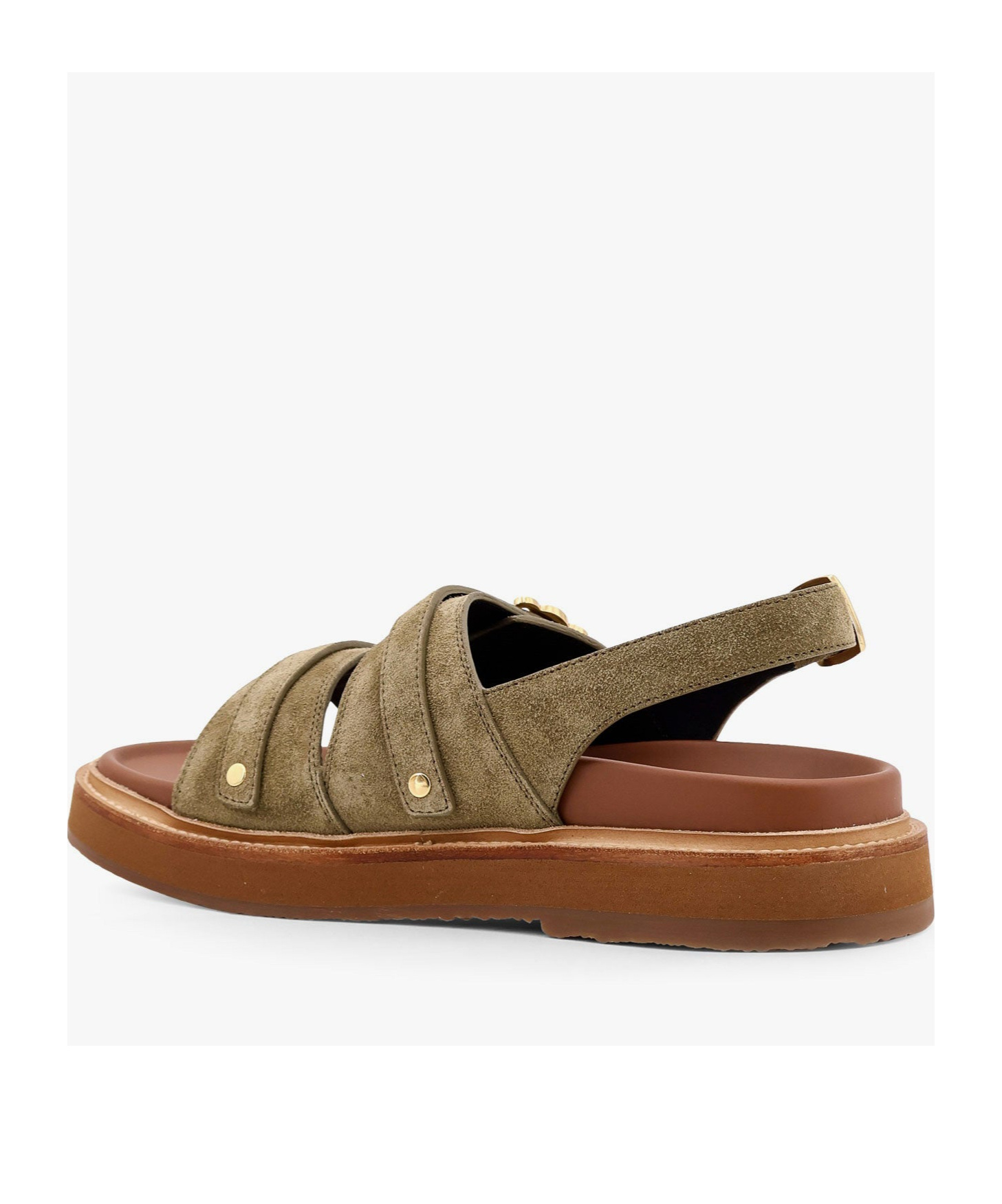 Celine Tippi Triomphe Suede Sandal In Brown