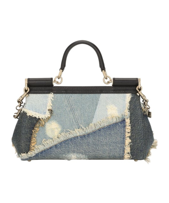 DOLCE & GABBANA SICILY DENIM PATCHWORK CROSS BODY BAG