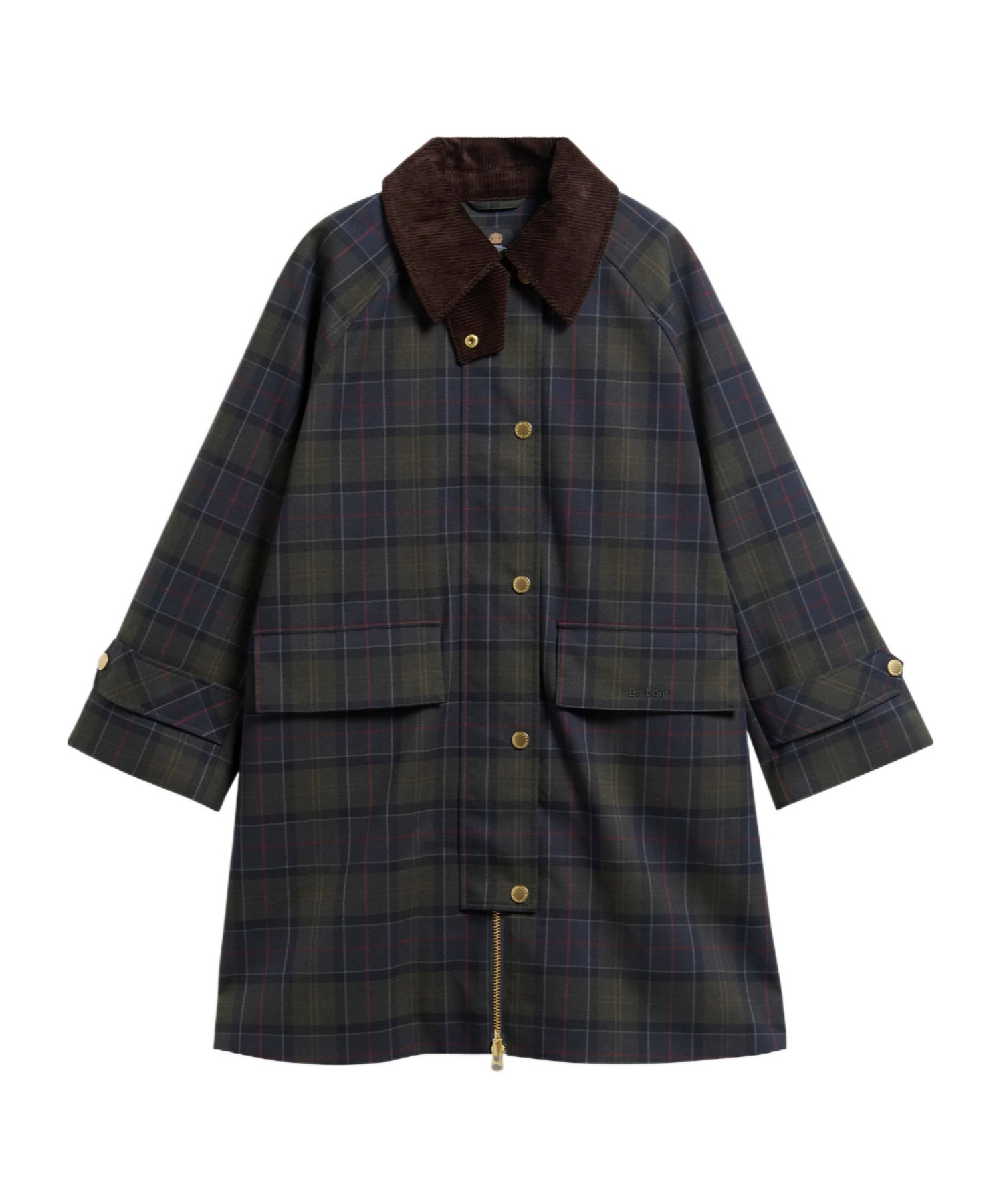 Barbour Corduroycollar Plaid Field Coat In Black