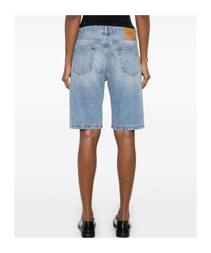 Attico Denim Shorts With Belt Loops In Gray