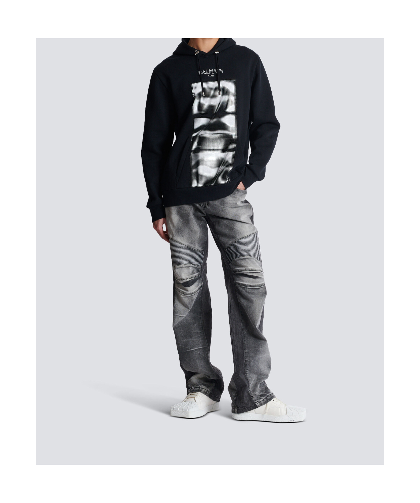 Balmain Men's Lips Print Hoodie In Black