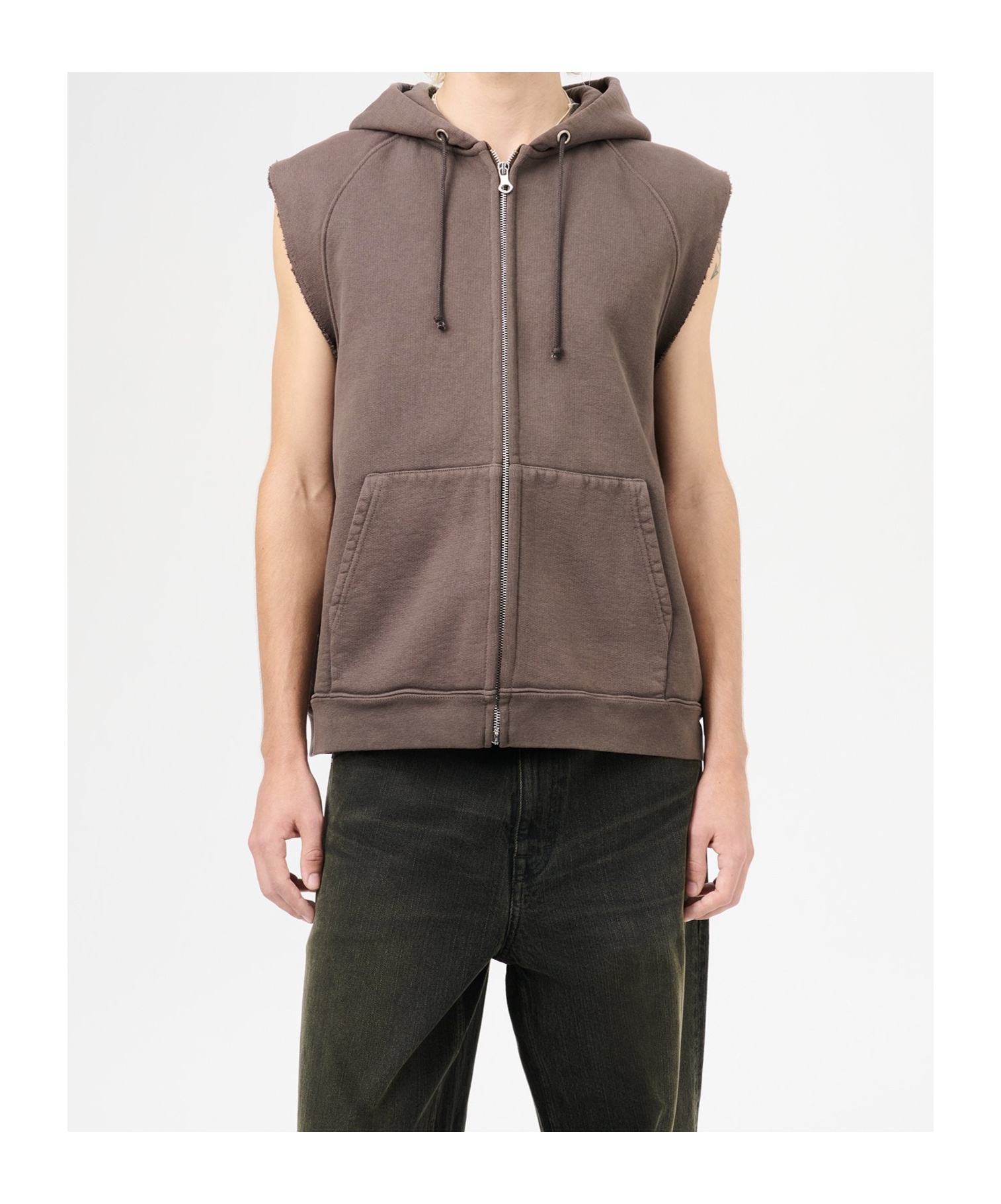 Our Legacy Hooded Vest With Front Pockets In Brown