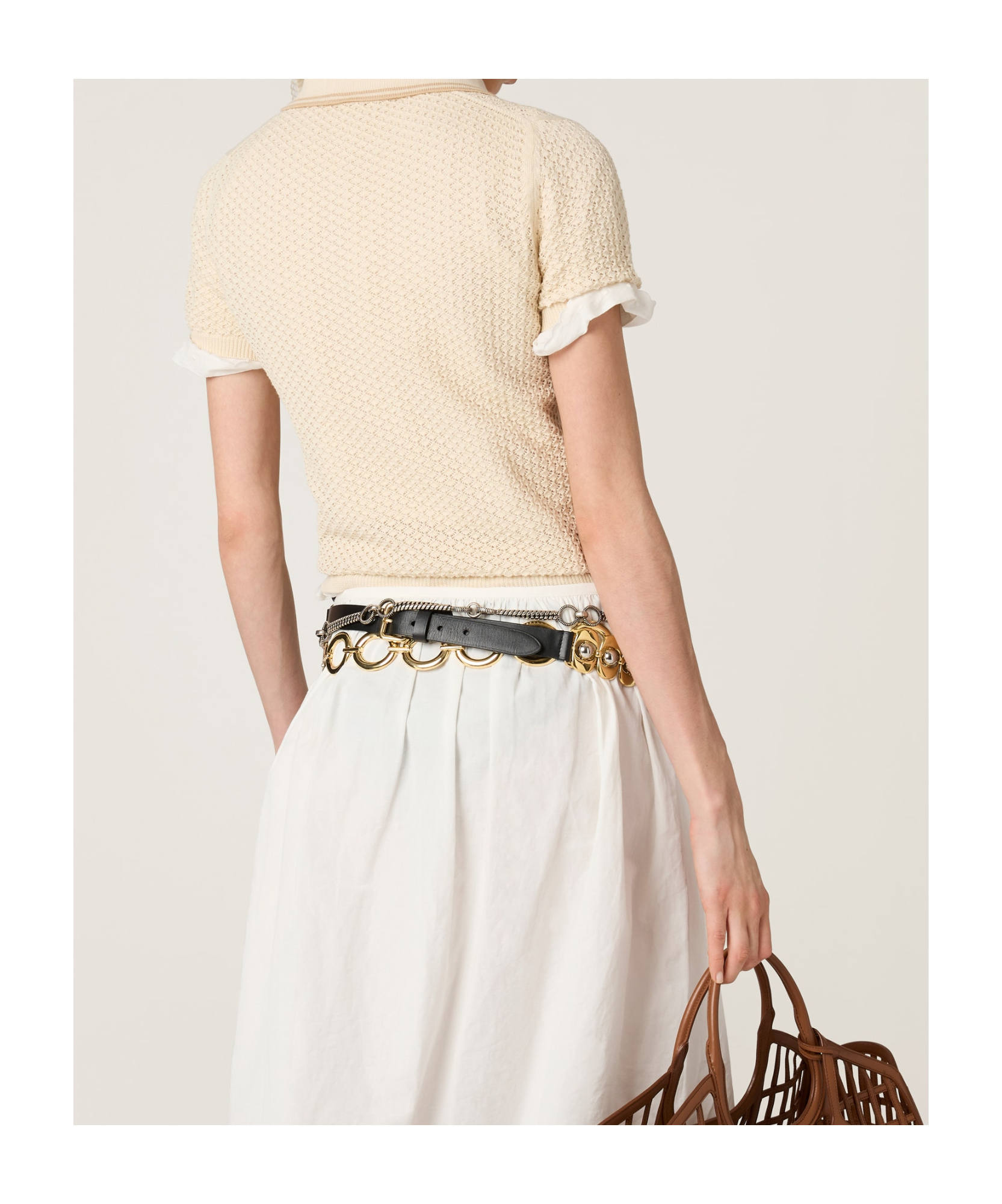 Miu Miu Mc Natural Lace Knit Polo