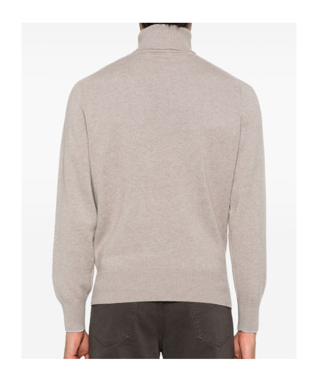 Brunello Cucinelli Turtleneck Cashmere Sweater In Neutral
