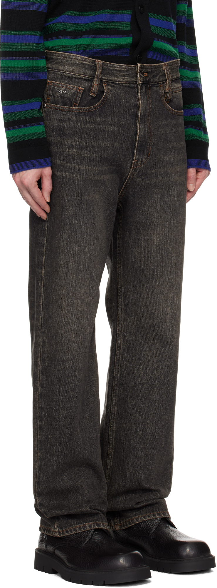 Wooyoungmi Gray New Straight Jeans In Black