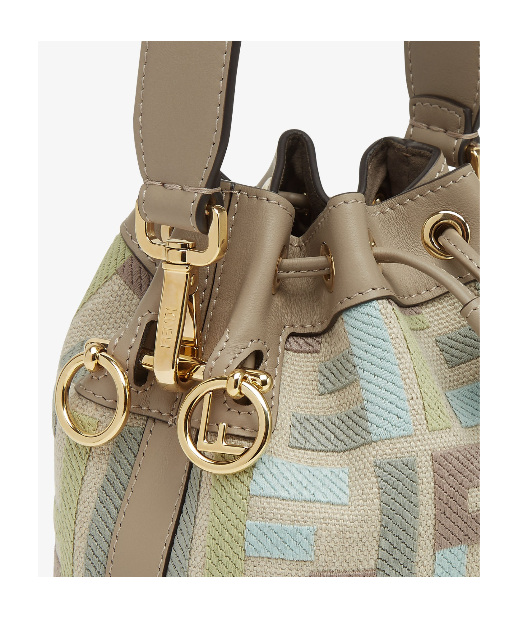 Fendi Mon Tresor Drawstring Bucket Bag In Nude