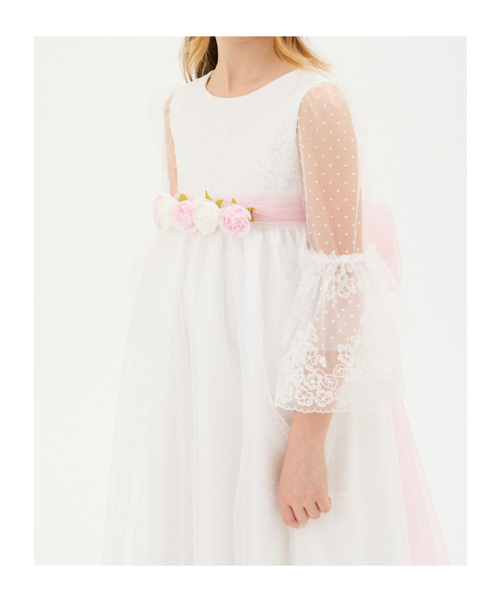 Monnalisa Tulle Dress In White