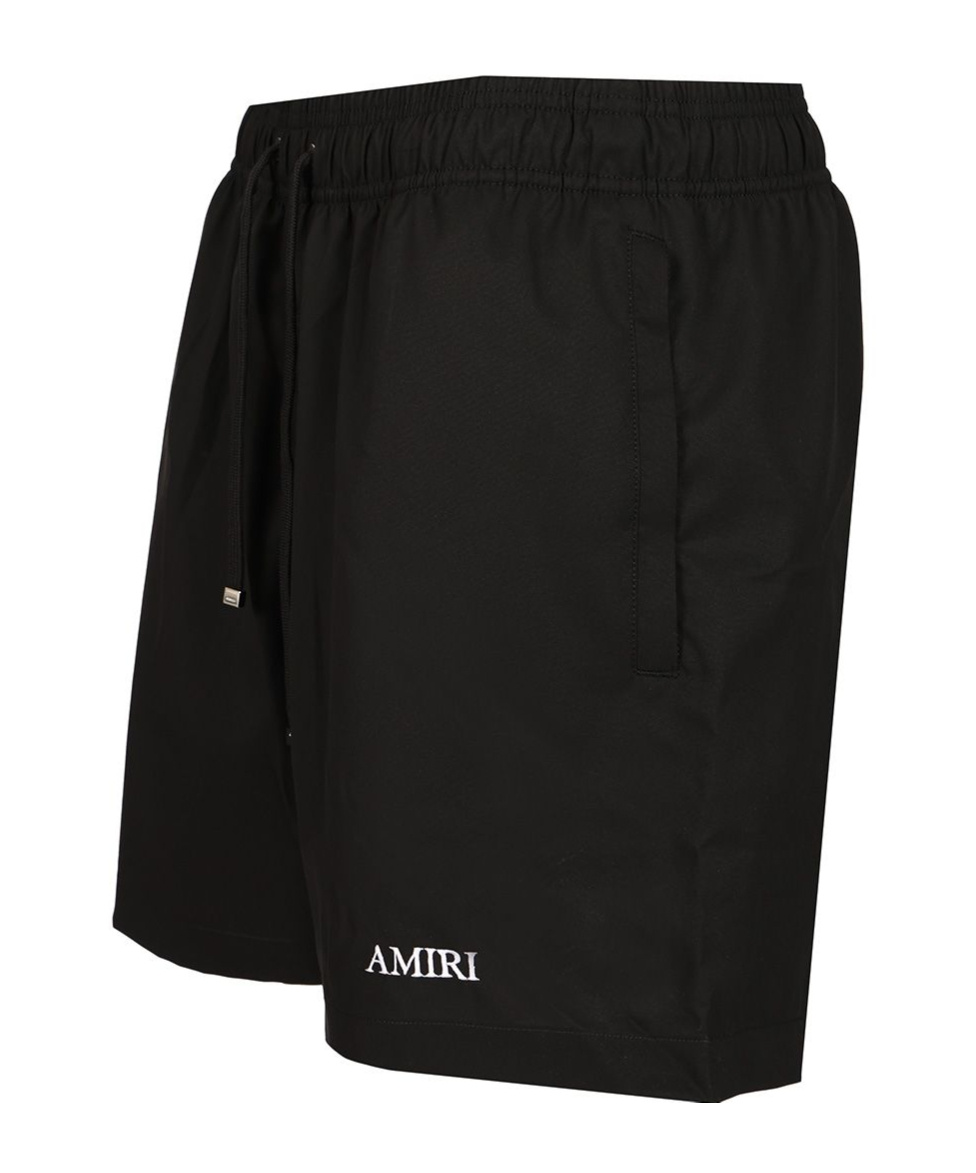 Amiri Black Cotton Short With Logo In Black