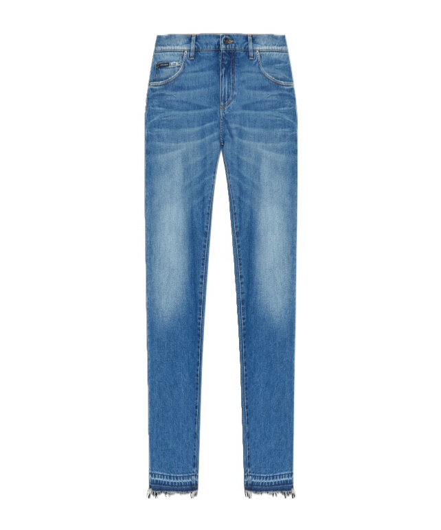 Dolce & Gabbana Logo Embroidery Jeans In Blue