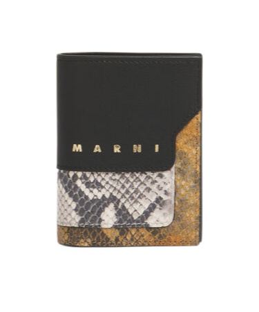 Marni Leather Python-print Bifold Wallet In Multi