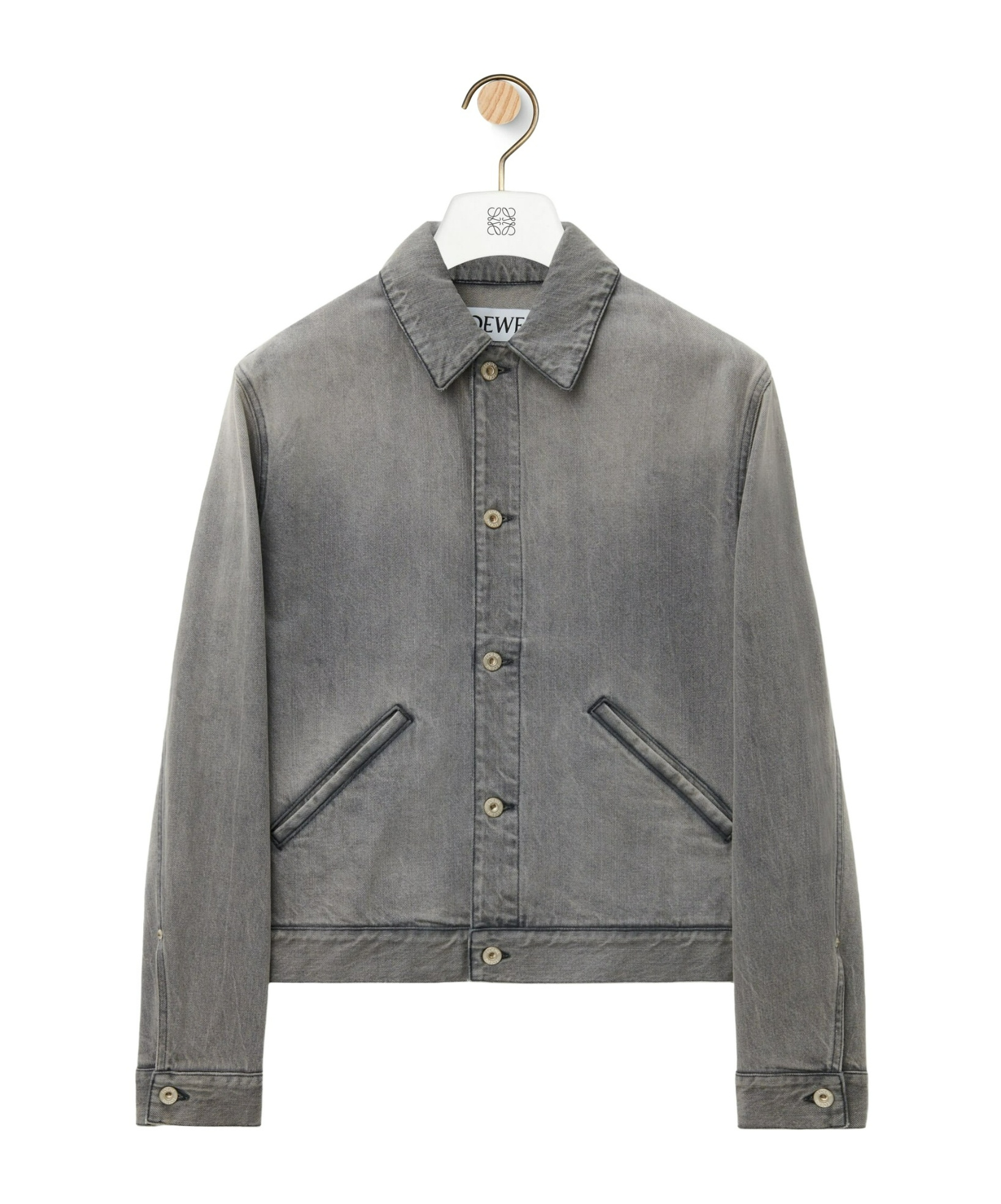 Loewe Lapel Cotton Denim Coat In Gray