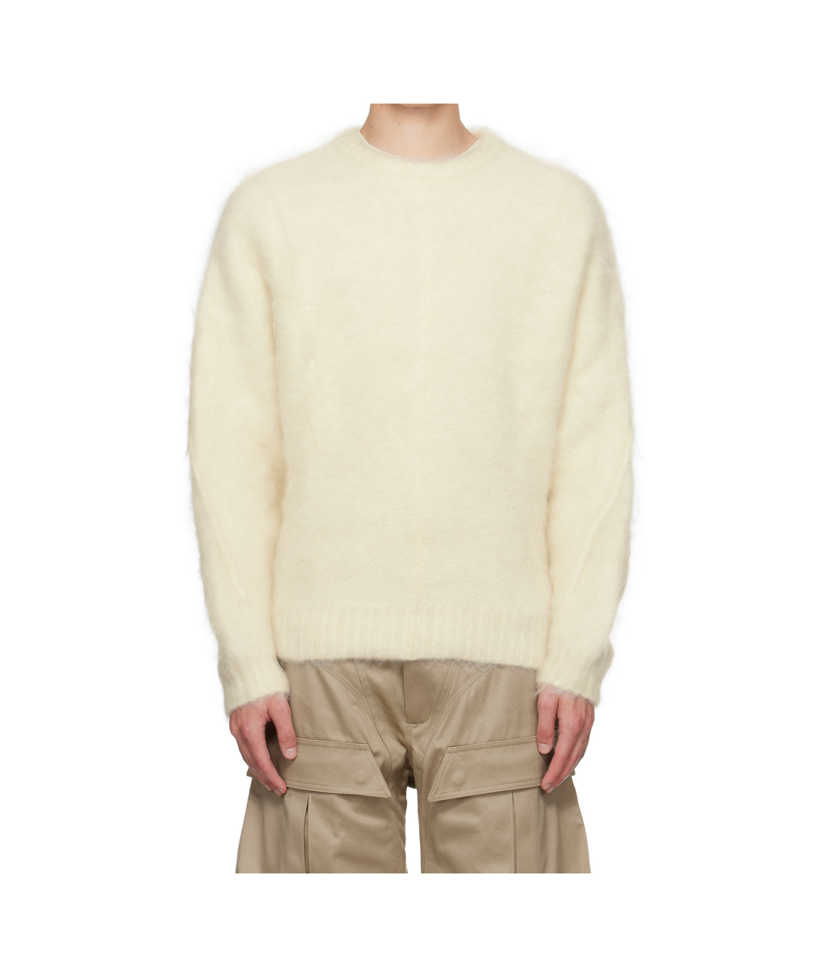 Mugler Ribbed-knit Sweater In Neutral