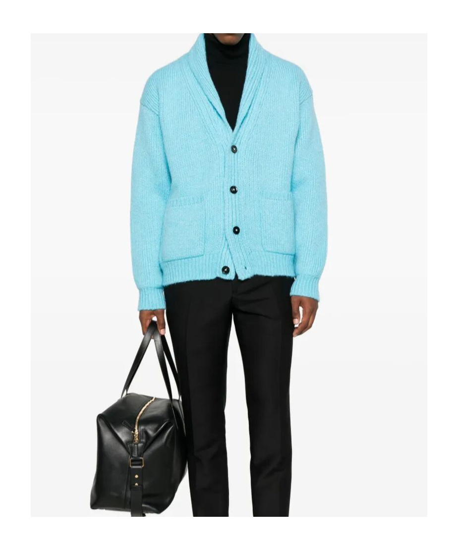Tom Ford Mens Air Blue Shawl-collar Regular-fit Cashmere Cardigan In Blue