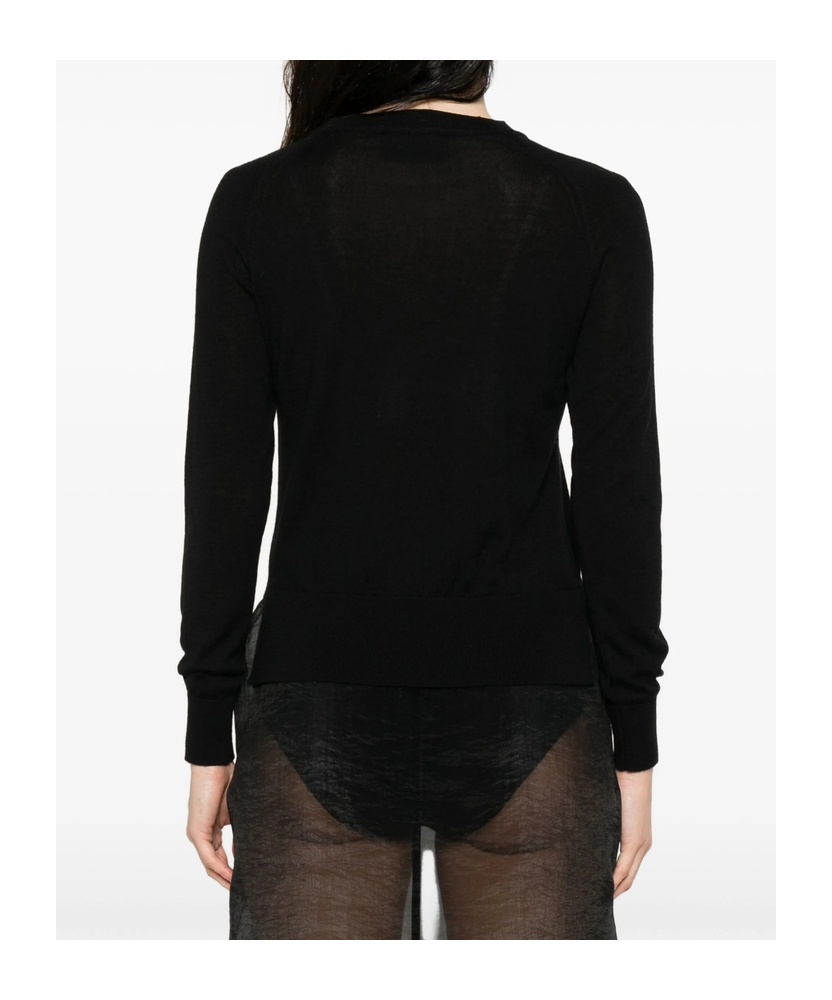 Simone Rocha Black Classic Long Sleeve Fine Knit Sweater In Black
