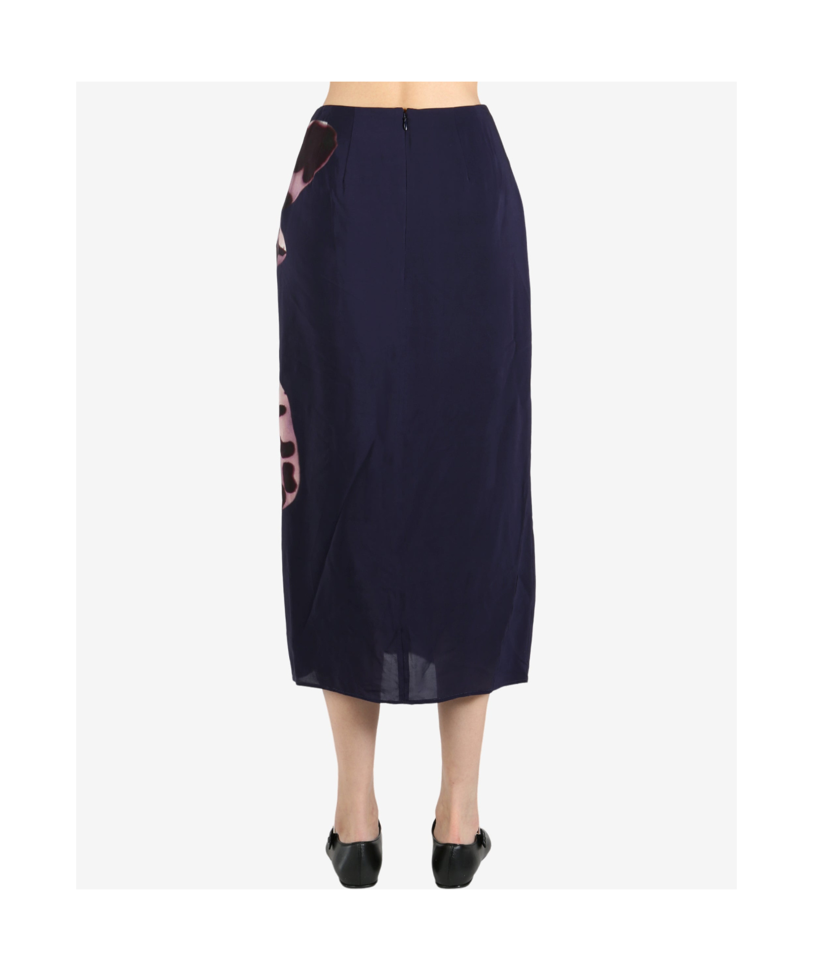 Dries Van Noten Draped Flared Skirt In Navy Blue