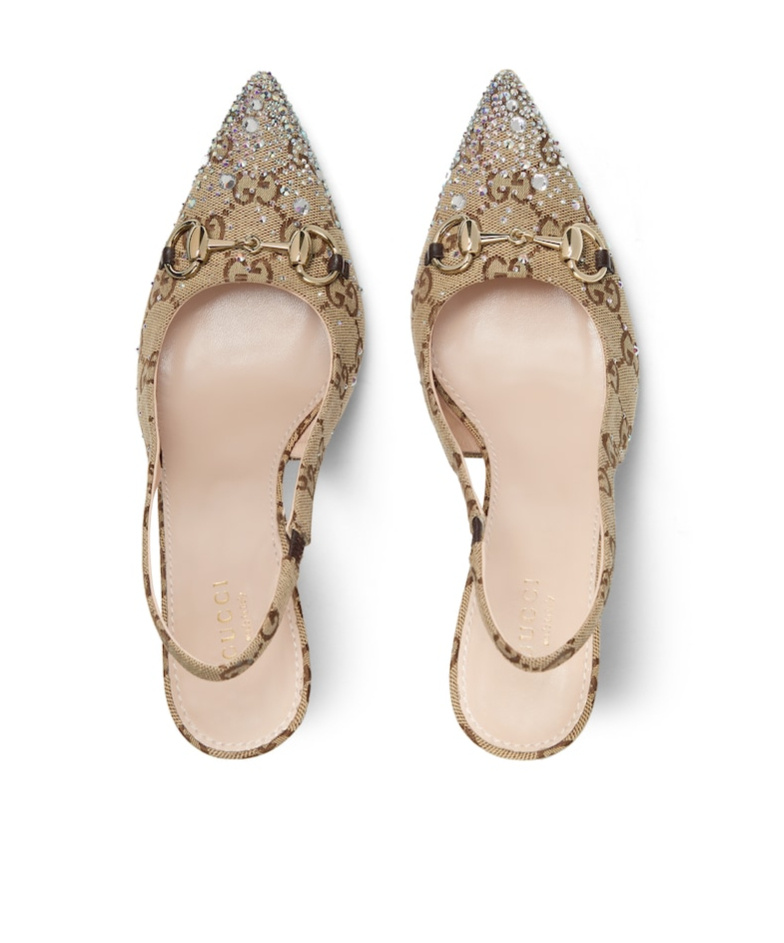 Shop Gucci Women's Horsebit Pump In Beige And Dark Brown