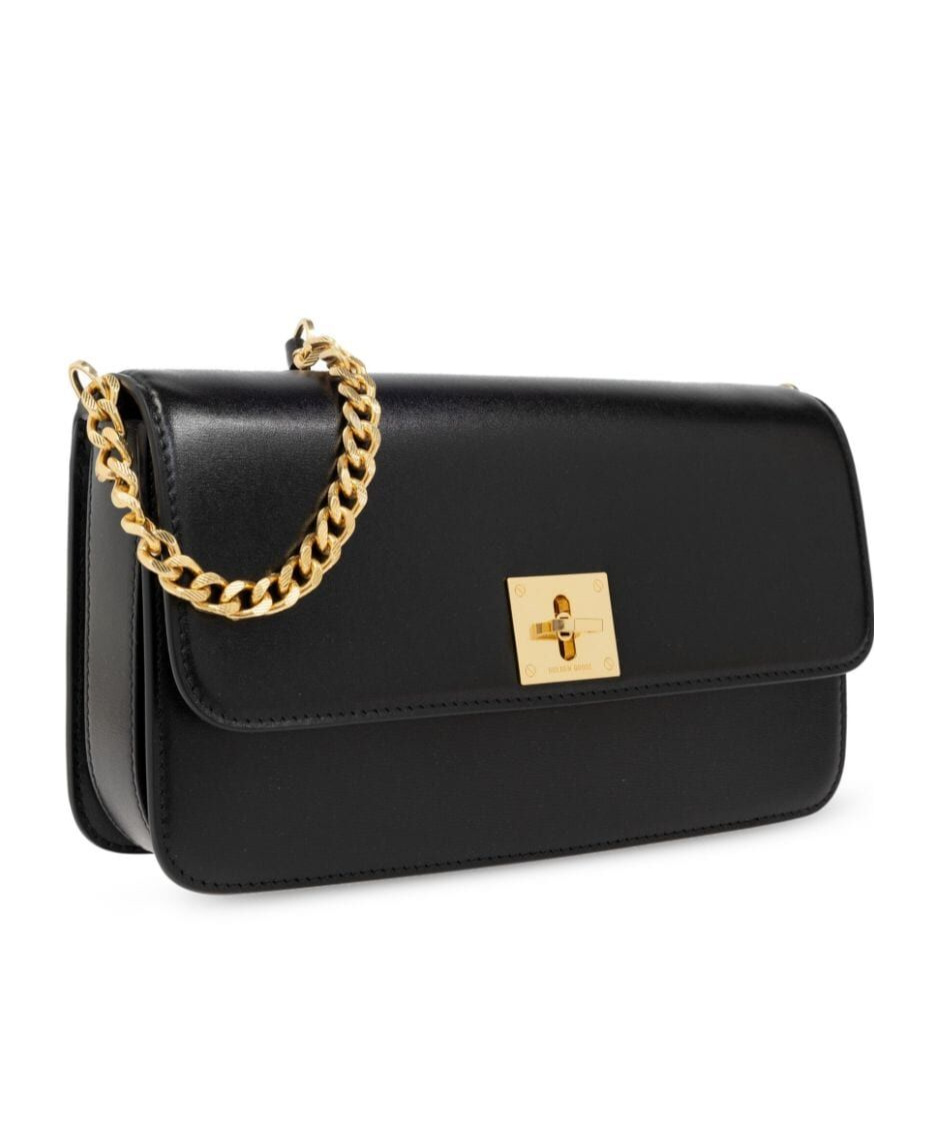 Golden Goose Gioia Bag In Black Palmellato Leather With Gold Details In Black