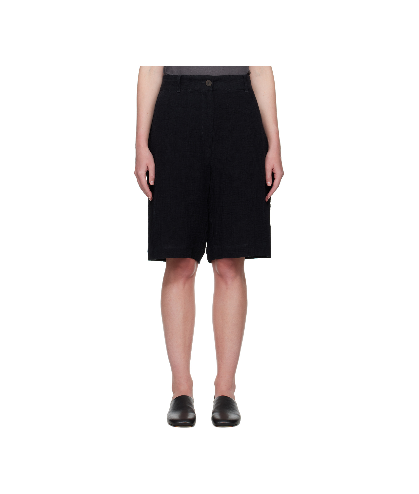 Studio Nicholson Navy Luna Linen Shorts