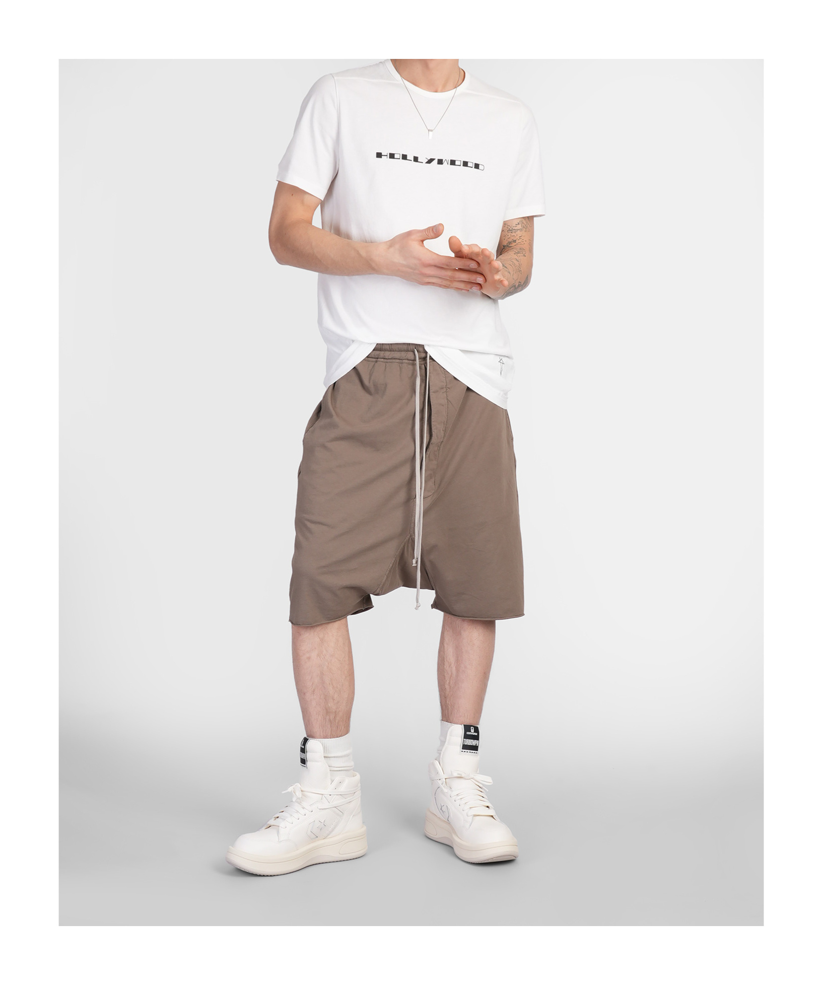 Rick Owens Drkshdw Level T-shirt With Crew Neck And Graphic Print In White