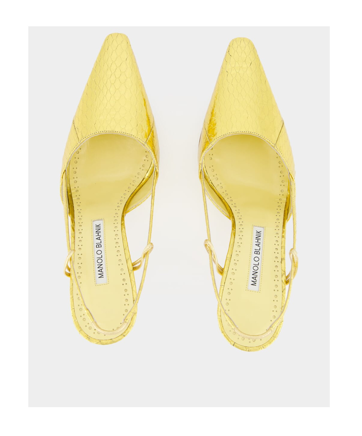 Manolo Blahnik Touki 70 Metallic Elaphe Slingback Pumps In Gold