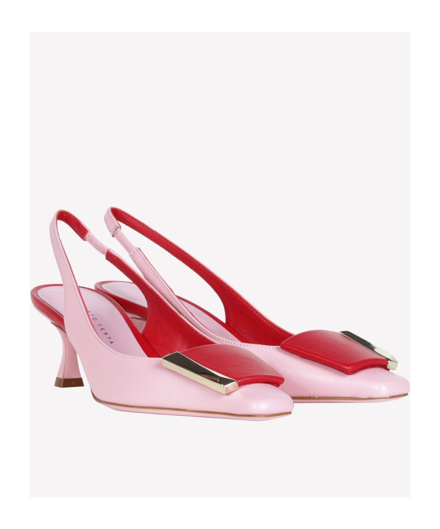 Shop Roberto Festa Two-tone Pink Nappa Leather Slingback