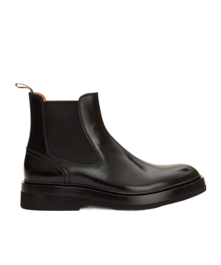 Santoni Goodyear Man Ankle Boots Black Size 11.5 Leather In Black