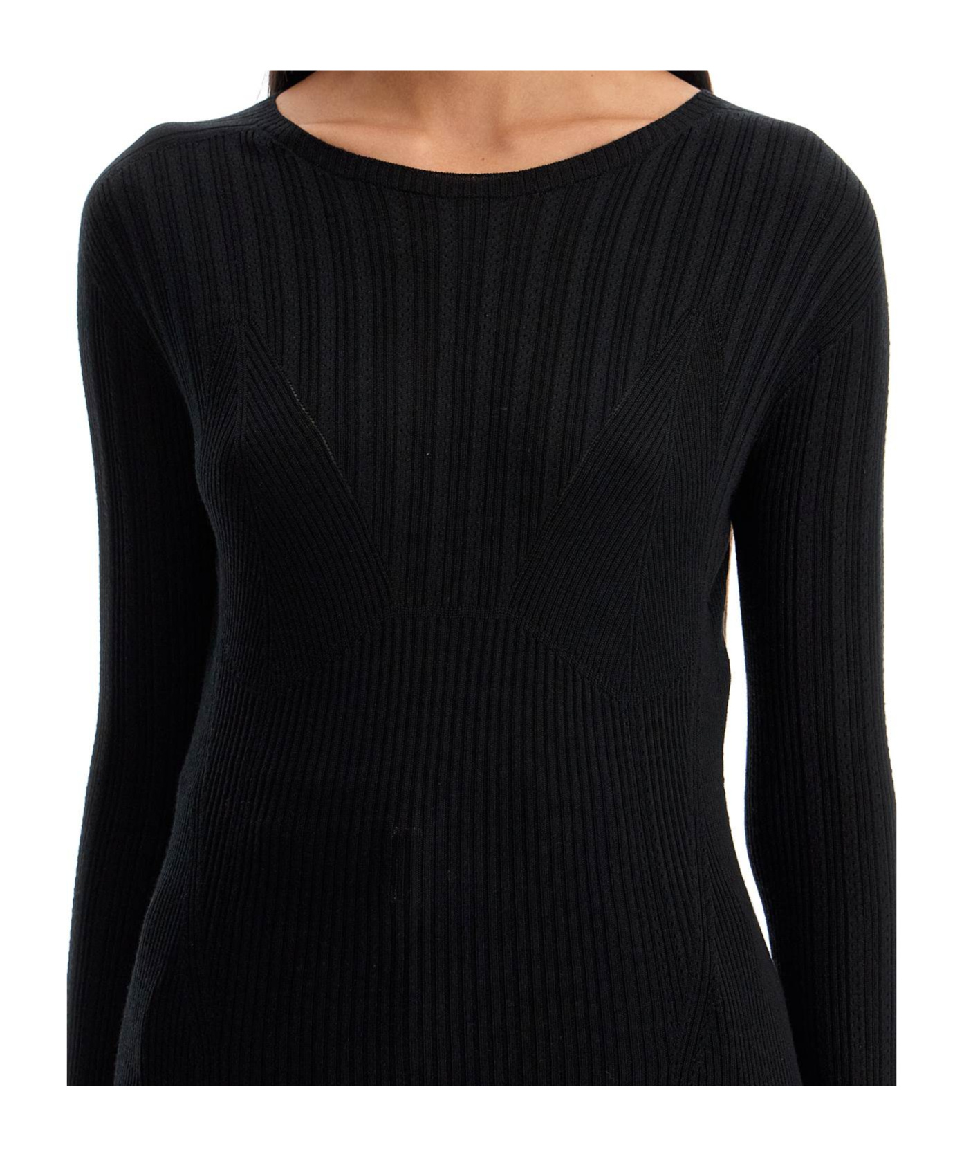 Lanvin Ribbed Crewneck Sweater In Black