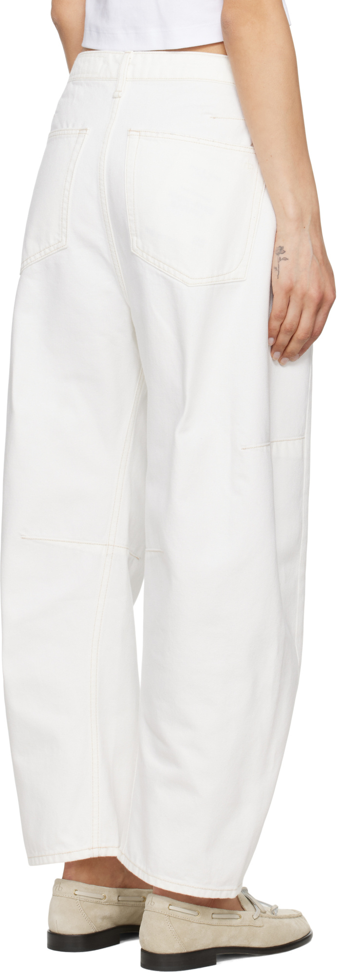 Rag & Bone White Charlie Ankle-length Barrel Jeans
