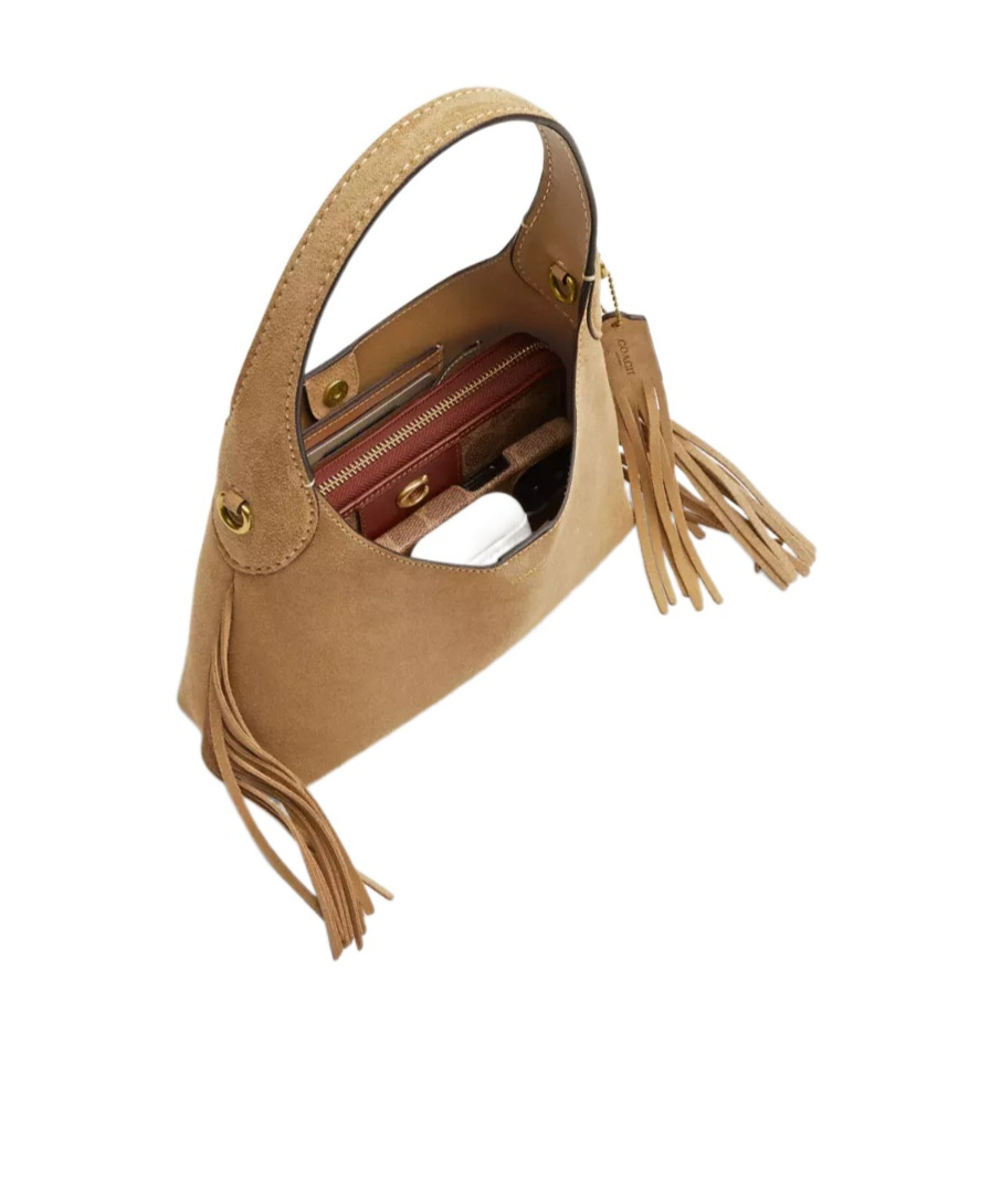 Coach Brooklyn 23 Suede Fringe Shoulder Bag In Nude