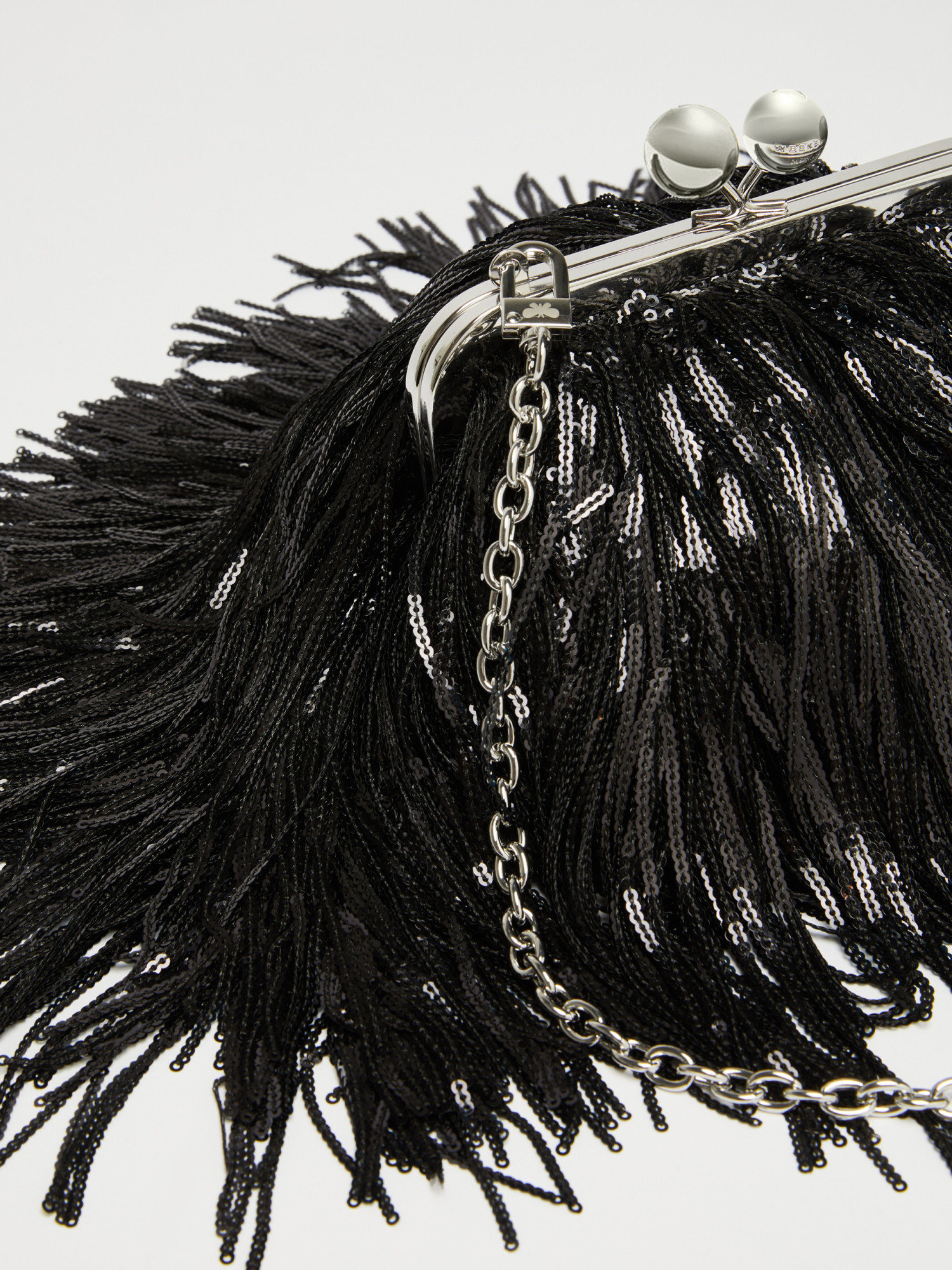 Weekend Max Mara Pasticcino Trumpet Clutch With Tassel And Sequins In Black