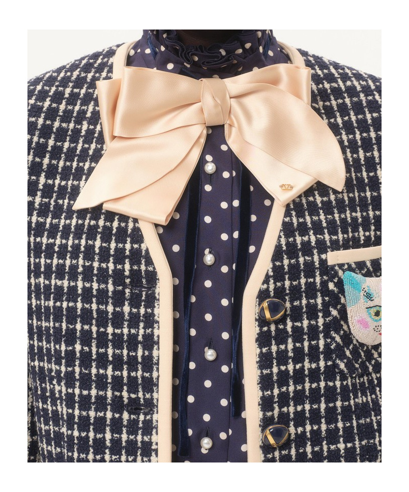 Valentino Boucle Wool Blend Jacket With Contrast Trim