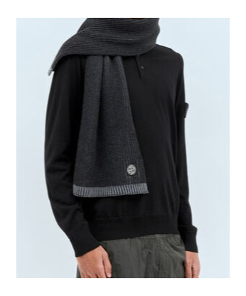 Shop Stone Island Vanisé-knit Wool Scarf In Black