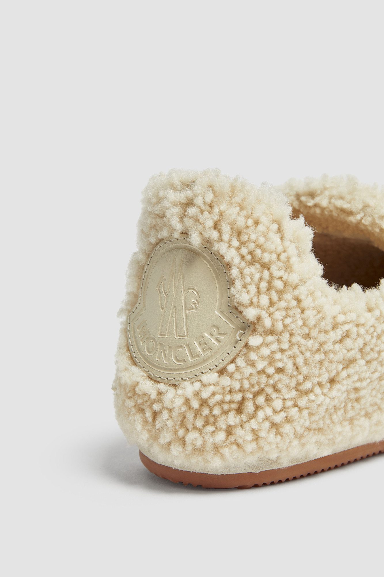 Shop Moncler Snug Shearling Flats In White