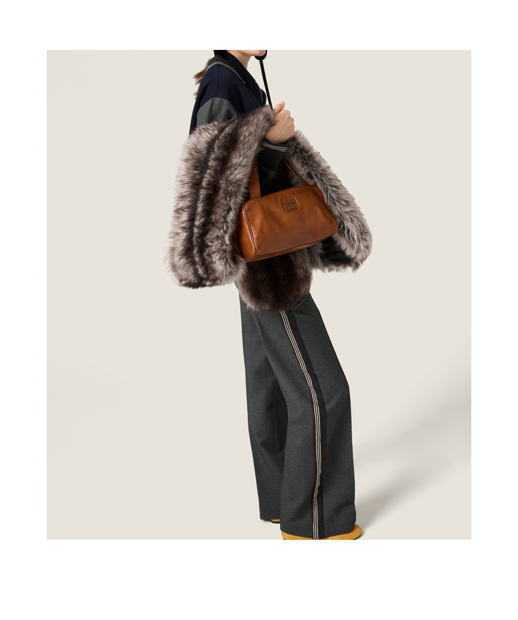 Miu Miu Fabric Stitch Knit Pants In Gray