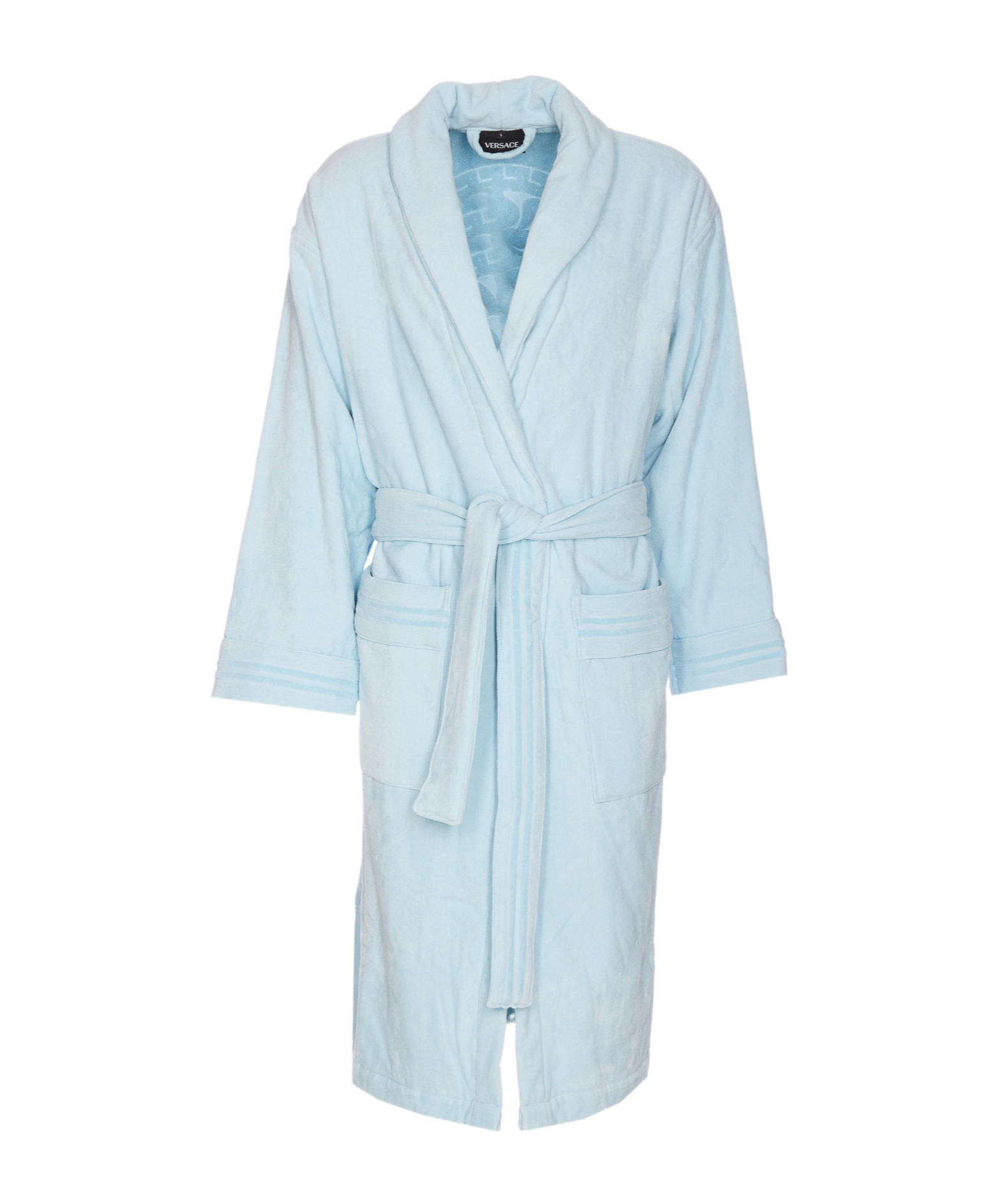 Versace Medusa Head-motif Cotton Robe In Blue
