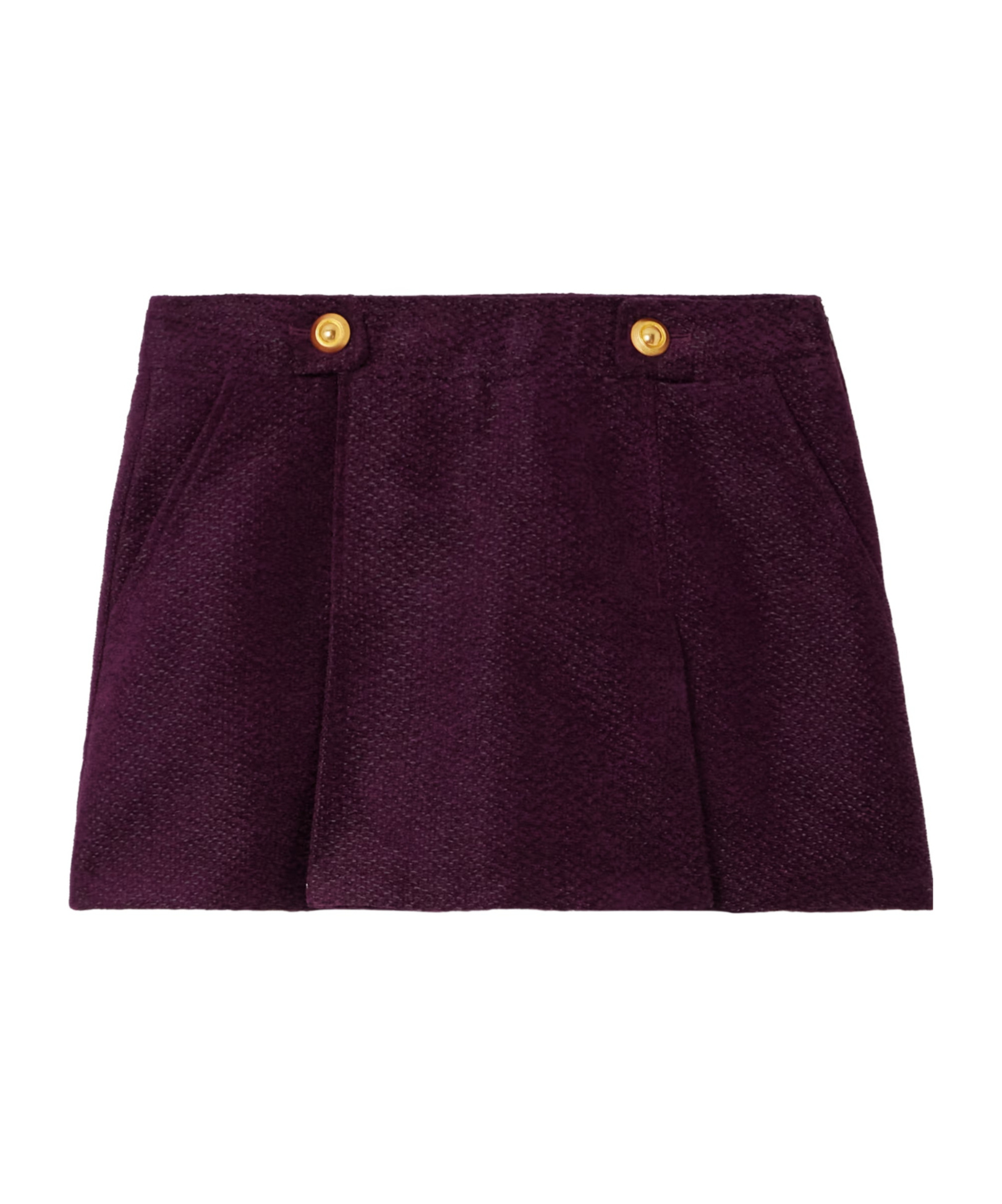 Tom Ford Pleated Metallic Tweed Mini Skirt In Purple