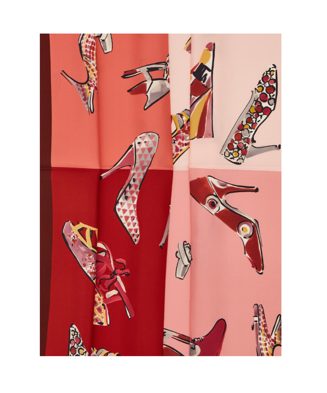 Ferragamo Genio Shoe Print Silk Scarf In Burgundy