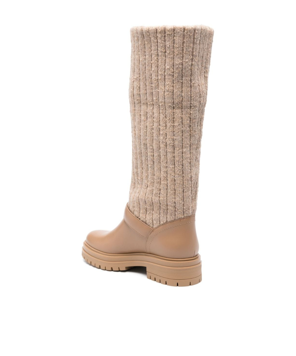 Gianvito Rossi Desert Beige Calf Leather Panelled Design Slip-on Boots In Beige