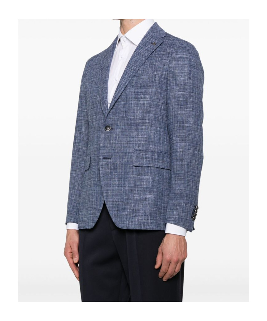 Shop Tagliatore Single-breasted Boucle Blazer In Gray