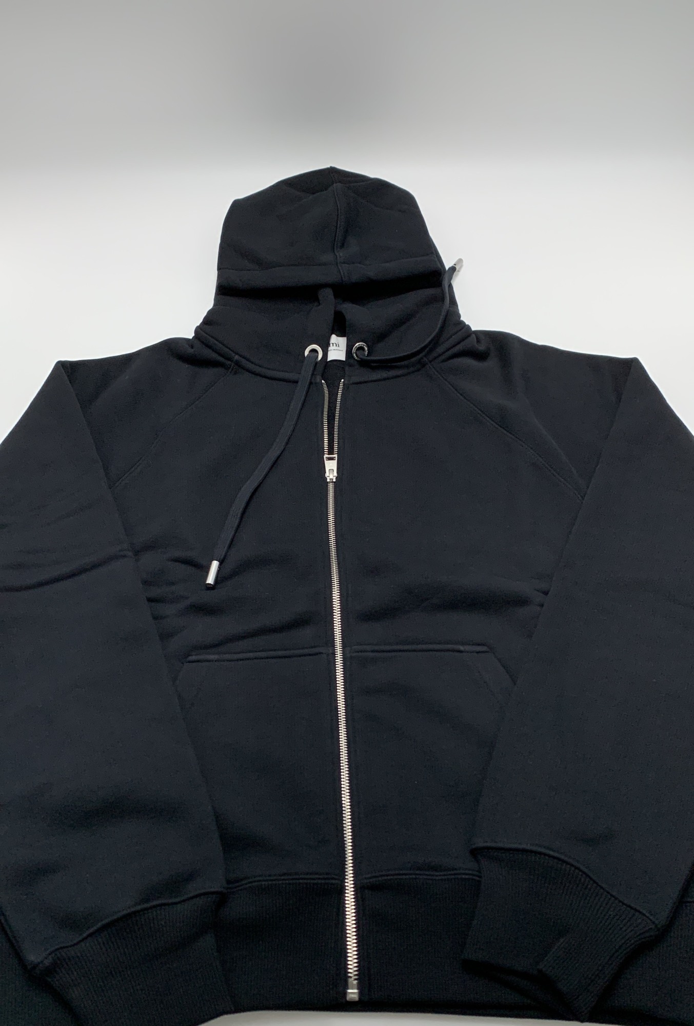 Ami Alexandre Mattiussi Zip-up Hoodie With Kangaroo Pocket And Drawstring Hood In Black