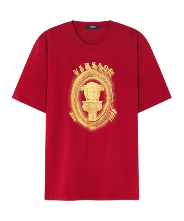 Versace Medusa Column T-shirt In Red