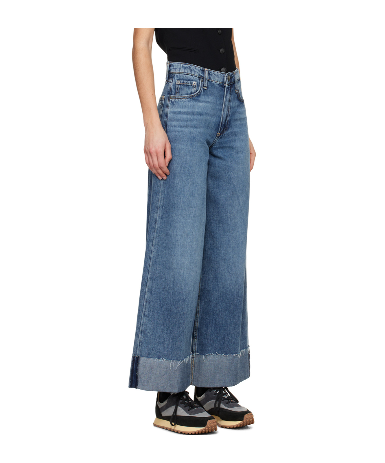 RAG & BONE LOGO WIDE-LEG DENIM PANTS 